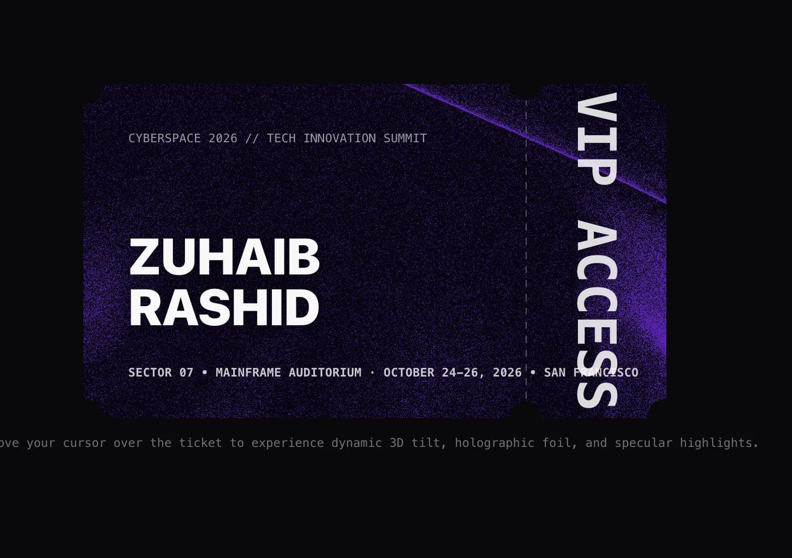 Admit One 3D Holographic Ticket
