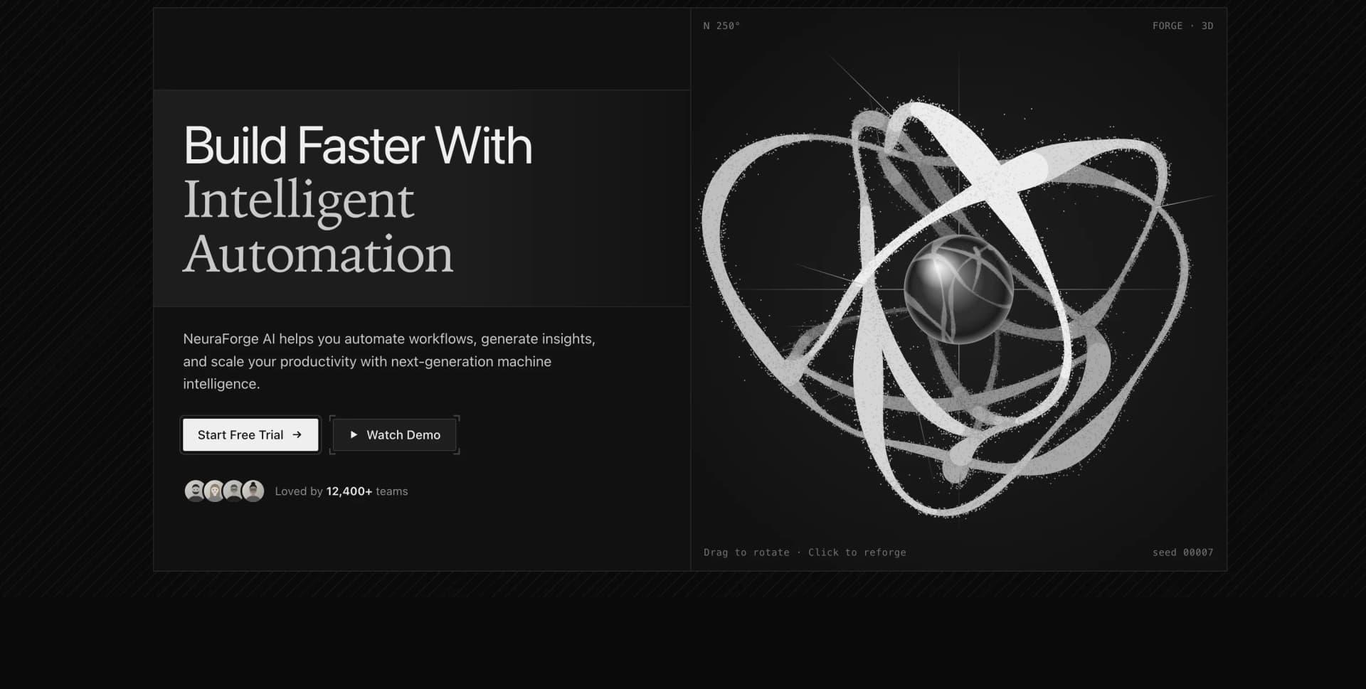Generative 3D Ink Orbit Hero