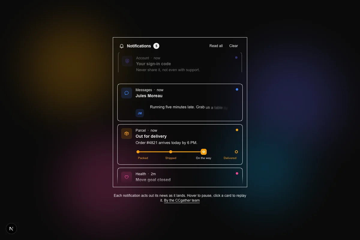 Live Notification Event Feed