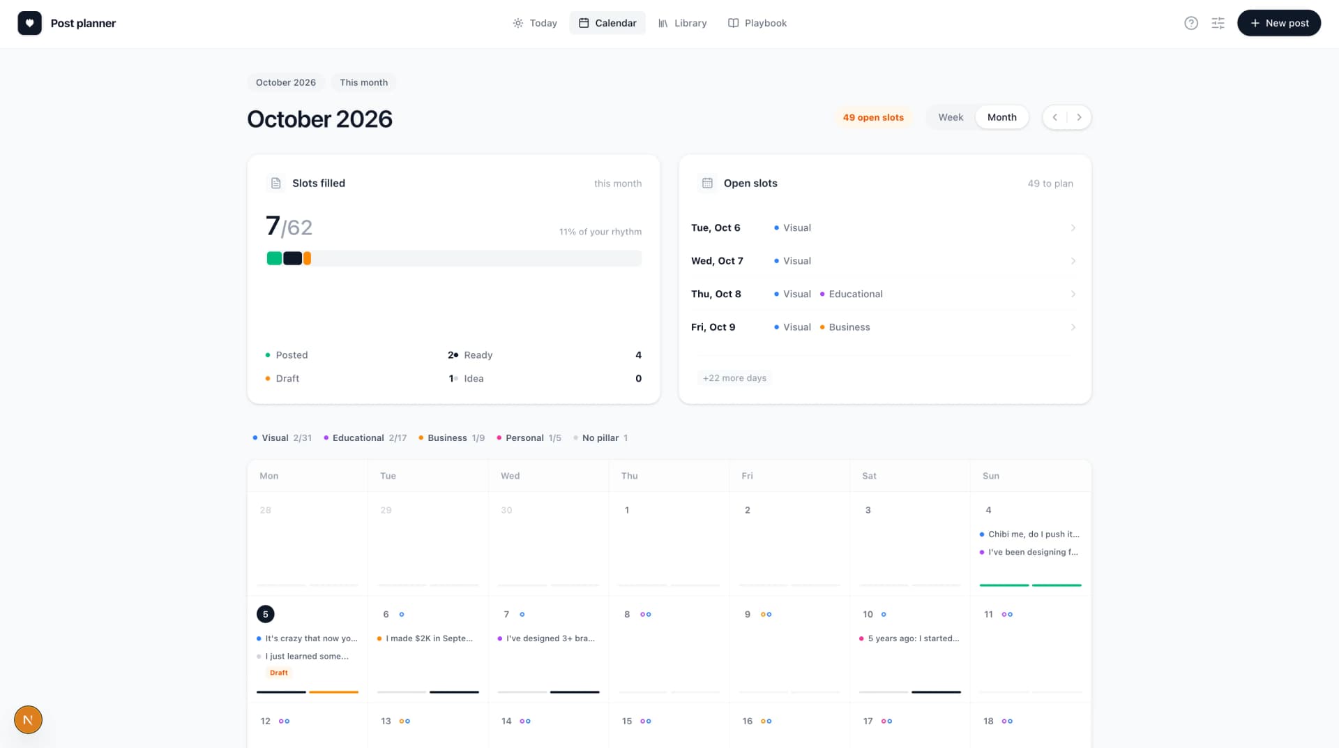 Post Planner Content Calendar
