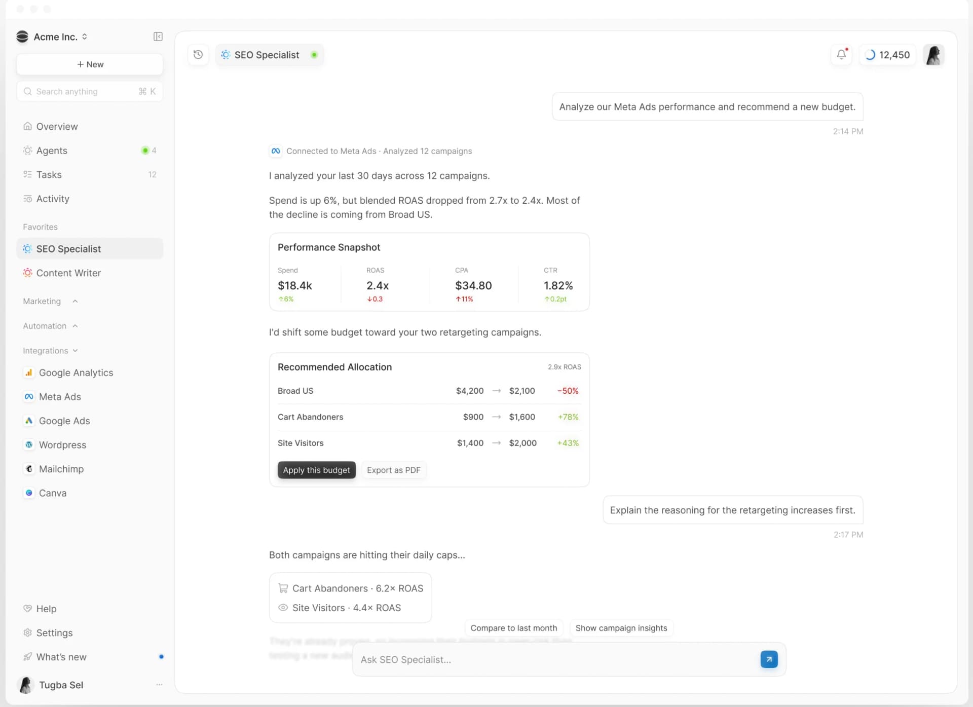 SEO Analysis AI Agent Chat