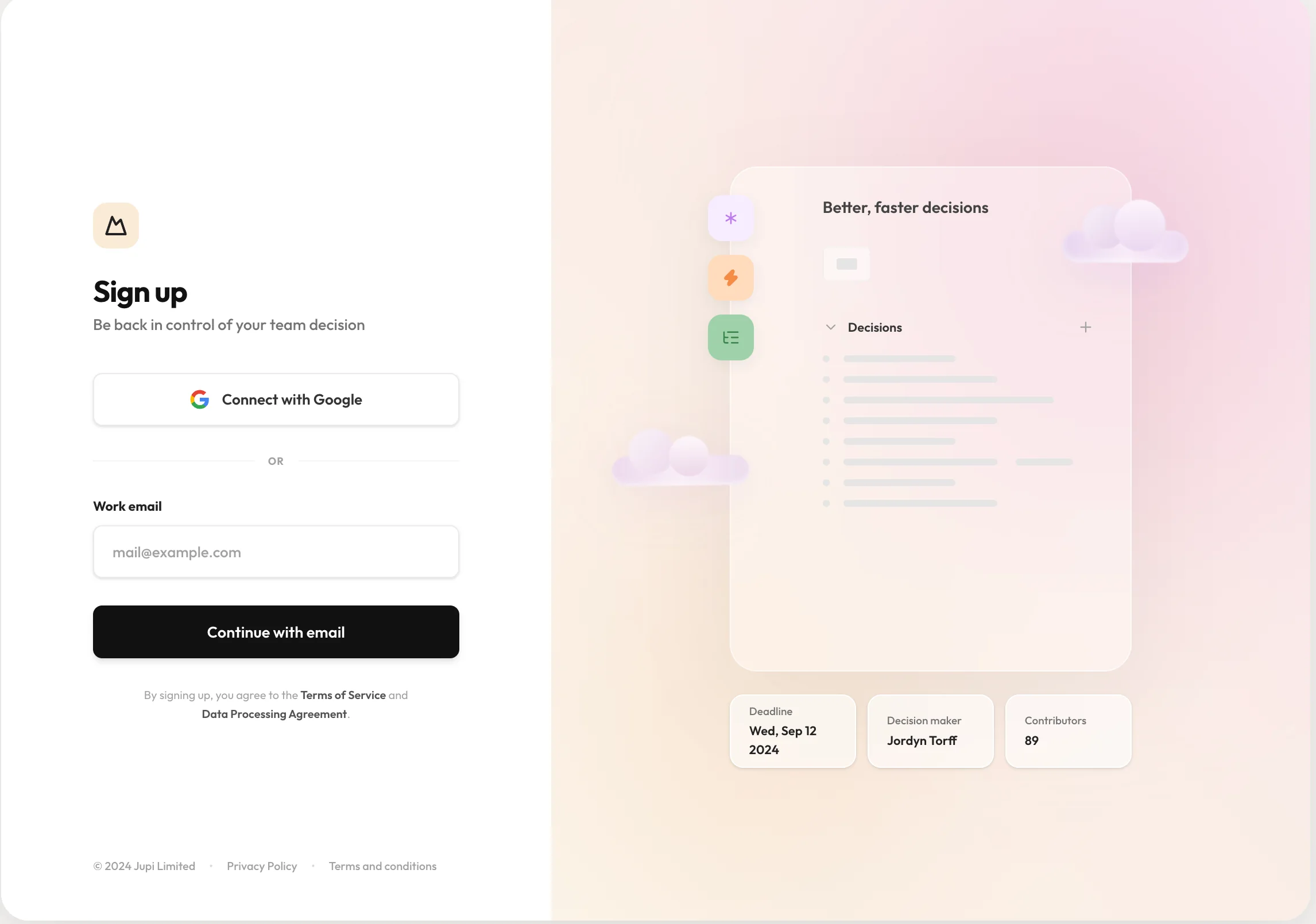 Split Frosted Sign Up Modal