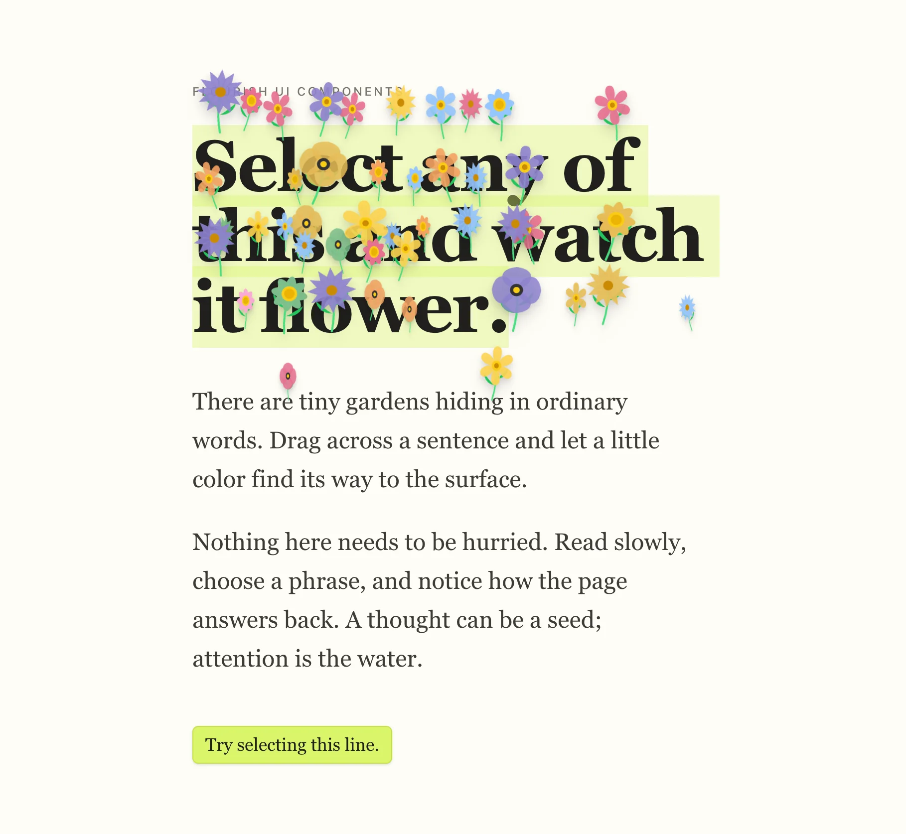 Bloom Select Text Garden