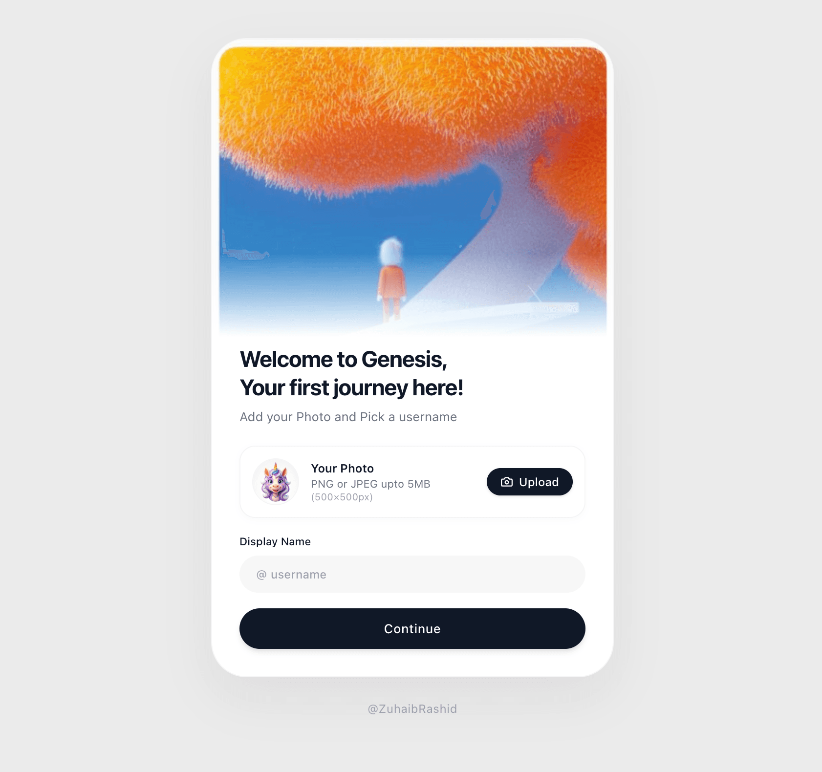 Genesis Onboarding Card