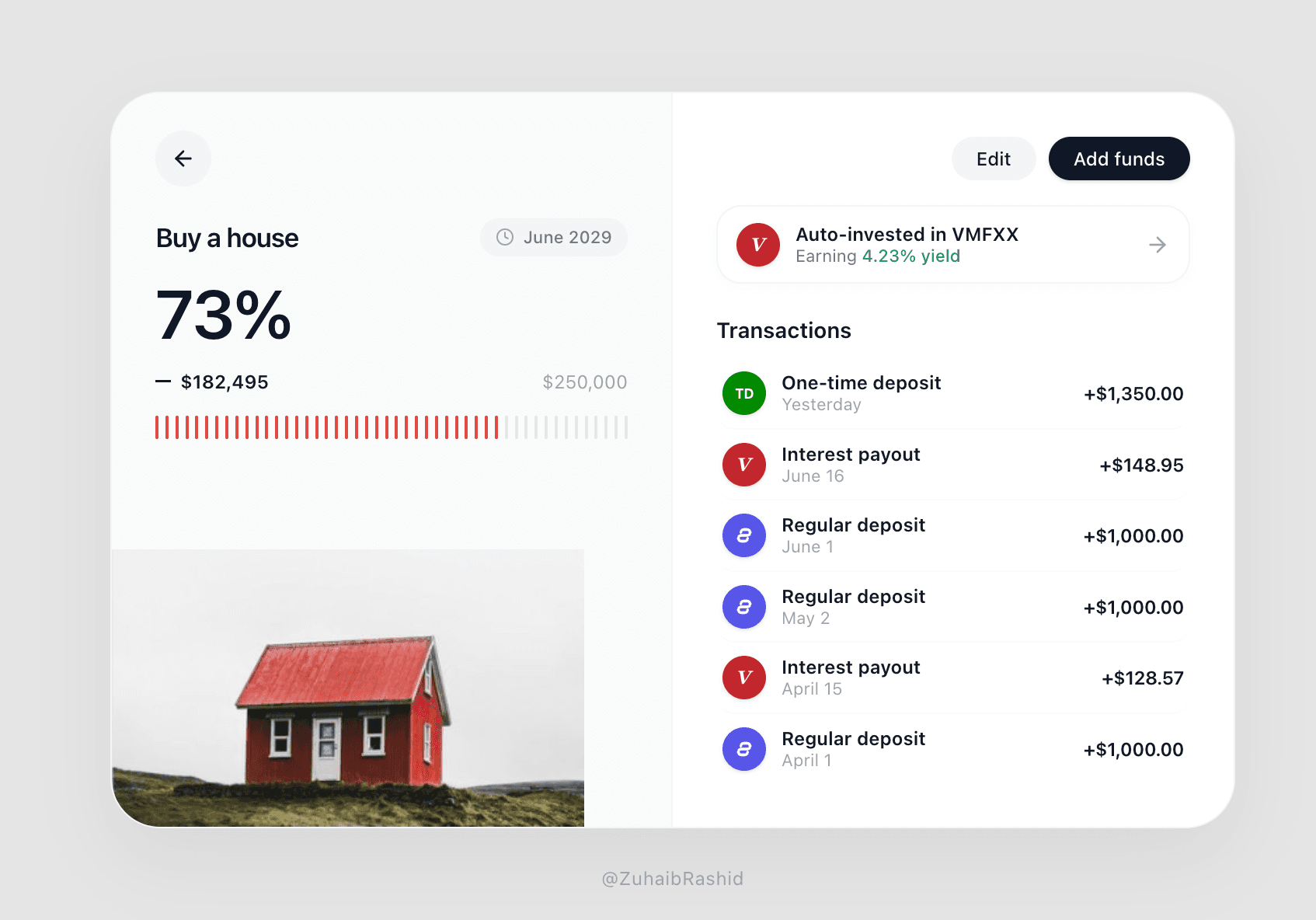 House Savings Goal Card
